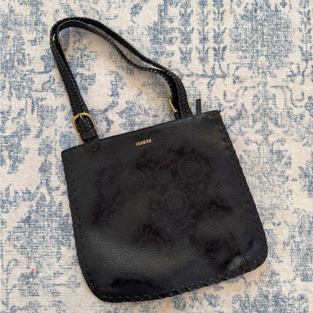 Xoxo Black Floral Embossed Shoulder Bag